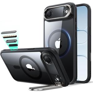 ESR for iPhone Air Case with Stand, Camera Control Cover Compatible with MagSafe, Military-Grade Drop Protection Magnetic Phone Case for iPhone 17 Air Case, Scratch-Resistant Back Cover,Clear Black