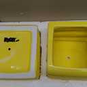 MyGift 4-Inch Yellow Ceramic Mini Succulent Plant Pot, Modern Decorative Planters with Candy Ribbon Design, Set of 2