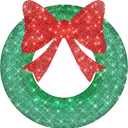 36 Inch Outdoor Christmas Wreath Decorations, Large Lighted Christmas Outdoor Decoration with 138 Lights & Red Bow, LED Metal Holiday Decor for Outside, Exterior Window, Wall, Front Door