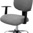 MIFXIN Computer Office Chair Cover Stretch Elastic Polyester Slipcover 2 Piece Stretchable Jacquard Computer Chair Cover Protector for Office Rotating Chairs, Only Covers (Silver Grey)