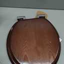 Round Slow Close Wood Toilet Seat Support 400 lbs. Heavy Duty Wooden Toilet Seat with Natural Wood Veneer, Toilet Lid with Soft Close Chrome Hinges, Grip-Tight Bumpers Easy to Clean, Easy to Install