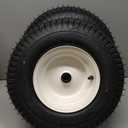 (2-Pack) 16x6.50-8 Pneumatic Tires on Rim - Universal Fit Lawn Mower and Yard Tractor Wheels - With Chevron Turf Treads - 3" Centered Hub and 3/4" Bushings - 396 lbs Max Weight Capacity