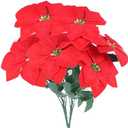 LILOCOO Artificial Poinsettia Flowers Christmas Flowers Silk Poinsettia Bouquet Red Fake Velvet Poinsettia Flowers for Home Garden Wedding Home Xmas Tree Table Centerpiece Holiday Decor (2 Bundles)