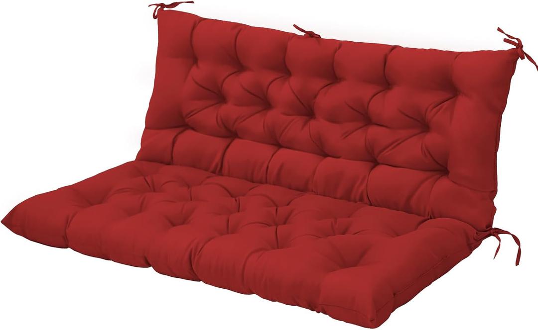 EAGLE PEAK Outdoor Porch Swing Cushion, 2-3 Seater Patio Bench Seat Cushion for Outdoor Furniture, 59"x43" (Red)