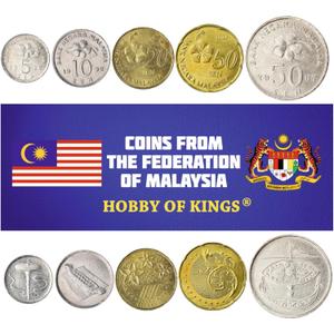 Malaysia 5 Mixed Coins | 1 Sen to 50 Sen | Malaysian Currency Since 1967