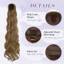 FESHFEN Long Drawstring Ponytail Extension, 30 Inch Wavy Curly Comb Clip in Ponytail Hair Extensions Synthetic Pony Tails Clip on Hairpieces for Women, Light Brown Mix Natural Blonde