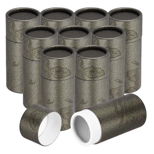 uxcell 10pcs Kraft Paperboard Tubes, 10ml Empty Round Cardboard Box Gift Packing Box Tube Container for Essential Oil Bottle Packaging Crafts Pencils Tea Caddy Coffee Cosmetic, Black Gold
