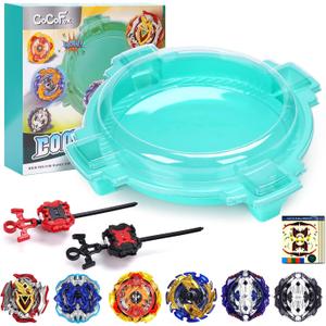 COCOFOX Battling Top Burst Toy Set Game Complete Battle Game Set with Stadium, 6 Battling Tops and 2 Launchers, Toys for 6 Year Old Boys & Girls & Up Green