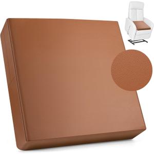 Menkxi 20 x 20 x 5 Inch Leather Memory Foam Seat Cushion for Chair Extra Large Chair Cushions with Cover Waterproof Non Slip Thick Pad for Recliner Couches, Relief and Comfort(Brown)