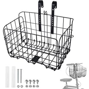 Knee Scooter Basket Accessory, Removable Wire Basket, Fits Most Knee Scooter Models, Easy Installation, Foldable Design, Black Metal Handlebar Mount