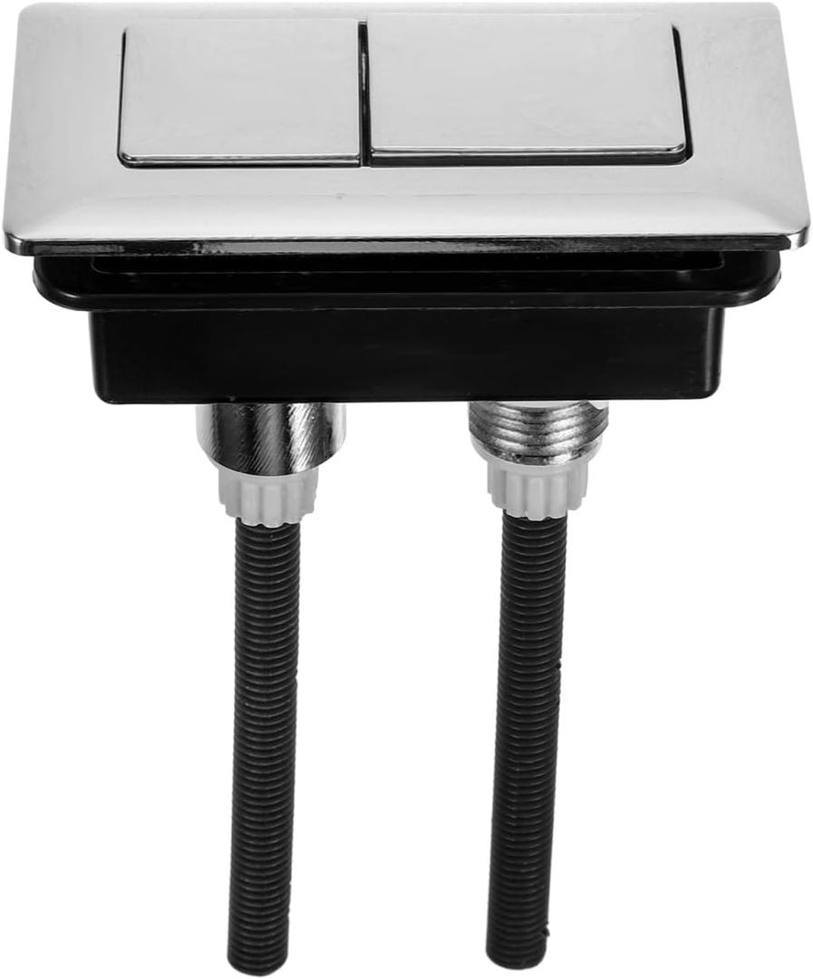Toilet Rectangular Push Button, Double Push Toilet Flush Replacement, Water Tank Universal Press and Flush Valve Dual Button, Dual Lid Hole Replacement, Adjustable Thread Kit