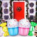 Leyndo 4 Pcs 24 Inch Pastel Christmas Inflatable Candy Outdoor Decorations PVC Blow up Cake and Candy Decor for Party Decor Xmas Holiday Indoor Outdoor Yard Garden Lawn, Macaron Color