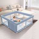 50 x 50 Inch Baby Playpen, Playpen for Babies and Toddlers, Baby Play Pen Playard for Indoor & Outdoor Active Center Game Fence, with Skin-Friendly Fabric and Soft Breathable Mesh, Grey (50  50 Inch)