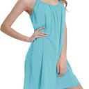 ReachMe Womens Sexy Plus Size Swimsuit Coverups Spaghetti Strap Beach Dresses Bathing Suit Cover Up Sheer Tank Sundress (Small, 01 Sky Blue)