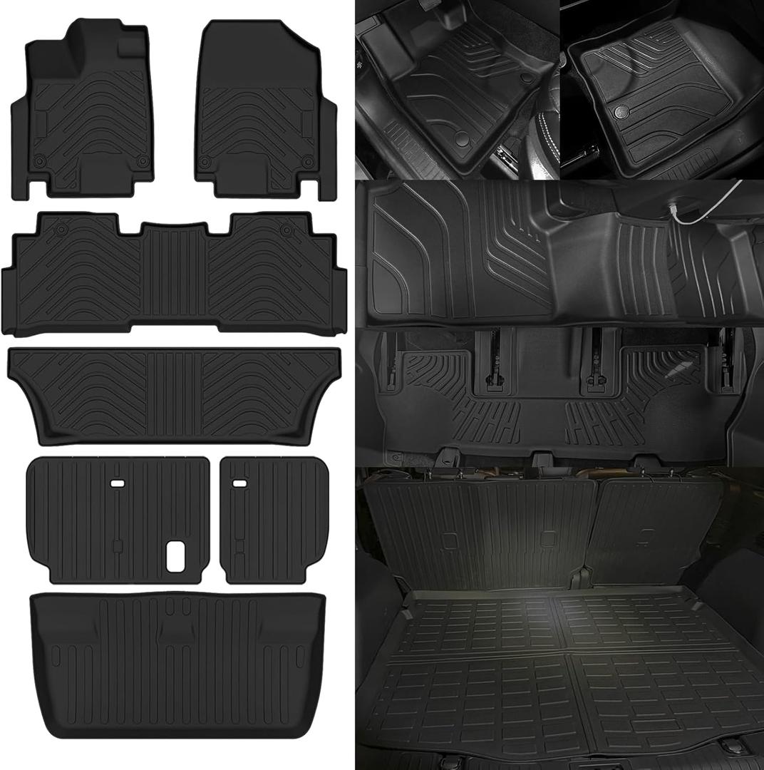 Floor Mats for 2018-2025 2026 Honda Odyssey Floor Mats & Trunk Mat & Backrest Mats Replacement for Honda Odyssey Accessories All Season Odorless Anti-Slip Floor Liner