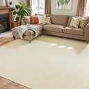 Faux Jute Area Rug 6'x9', Washable & Non-Slip, White | 0.27" Low Pile Easy Jute Area Rug - No Shedding, No Odor. Farmhouse Boho Style for Bedroom, Living Room, Home Office