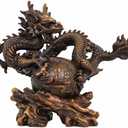Large Size Chinese Zodiac Rosewood Color Dragon Statue Collectible Figurines Table Decor