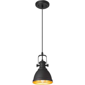 Black Pendant Light, 6.5" Hanging Light Fixtures, Pendant Lighting for Kitchen Island Bar Restaurant Entryway, AD-2151-1P