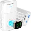 NEWDERY 20000mAh Portable Charger for Apple Watch,5-in-1 Power Bank Built-in Cables,PD 20W Fast Charging Travel Battery Pack with USB C Cable for iWatch,iPhones,iPad,Samsung More Phones Tablets (White)