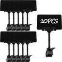 10 Pack Plastic Chalkboard Signs with Long Clip, Double Head Rotating Display Price Tags Merchandise Clip Holder for Business Retail Food Clothing Rack Shelf Basket Sign Display (Black)