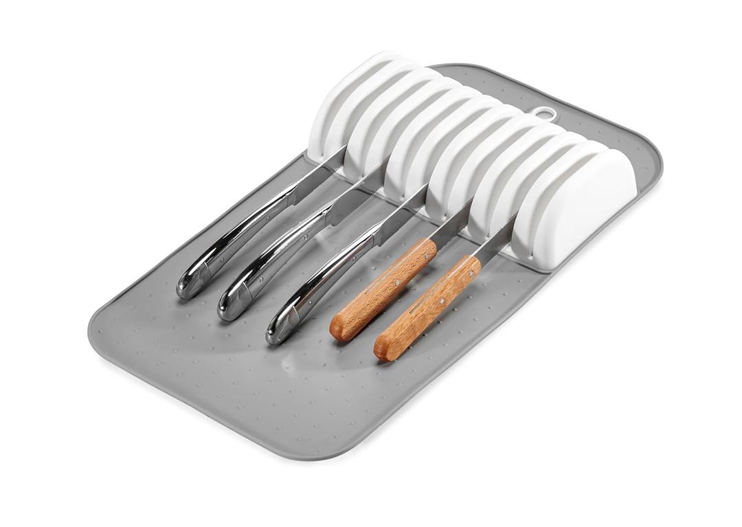 madesmart Large Knife Mat, Soft-Grip In Drawer Knife Organizer for 12 Knives, Non-Slip Kitchen Drawer Storage, Space Saving Knife Block Alternative, Premium