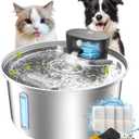 Wireless Cat Water Fountain Stainless Steel, 2025 Upgraded New Sensor - 3 Work Modes, 6000mAh Battery Operated Cat Water Fountain Cordless, Pet Water Dispenser for Cats Dogs Indoor - 108oz/3.2L