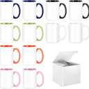 TANGLONG Sublimation Mugs 15 oz Set of 12 Sublimation Blank with Box Bulk Coffee Mugs Coffee Cups Tazas Para Sublimar 6 Assorted Colors