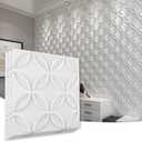 Art3d PVC 3D Wall Panel Interlocked Circles in Matt White Cover 32 Sq.ft, for Interior Ceiling and Wall Decor for Residential or Commerical