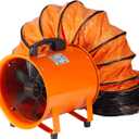 VEVOR Air Mover Blower Fan 12 Inch, 3198CFM 585W Industrial Portable Ventilator 33ft Flexible Duct, Orange