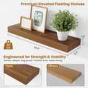 Fun Memories Floating Shelves Set of 2, 24 Inch Floating Shelves for Wall, Wood Wall Shelves with Invisible Brackets, for Bathroom, Bedroom, Living Room, Kitchen, Walnut