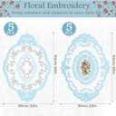 Mixweer 10 Pcs Blue Retro Lace Placemats Oval Embroidered Table Place Mats French Crochet Doilies Vintage Coasters Cup Mat 12'' x 16'' for Wedding Cup Vase Table Decor