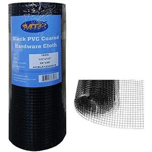 Black PVC Coated Hardware Cloth 24 Inch x 50 Foot -1/2 Inch x 1/2 Inch 19GA