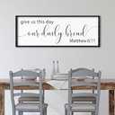 comurdyo Christian Wall Decor Give Us This Day Our Daily Bread 32"×12" Matthew 6 11 Bible Verse Inspirational Quote Sign Rustic Dining Room Kitchen Large Wooden Framed Wall Hanging Art (Black)