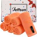 Face Towels 6 Pack, Extra Large 13x13 inch Orange Wash Cloths for Face and Body, Super Soft and Absorbent Bath Washcloths on Sensitive Skin, Easy to Clean Quick Dry Facial Cleaning Cloths with Loop, Orange 