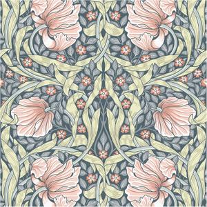 HAOKHOME Vintage Floral Wallpaper Peel and Stick Botanical Grey/Terracotta Wall Murals Home Kitchen Bedroom Decor by William Morris 17.3in x 9.8ft