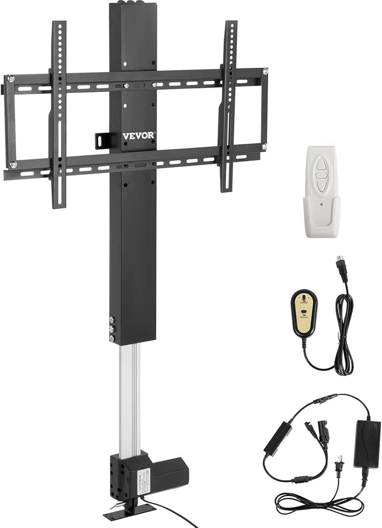VEVOR Motorized TV Lift Stroke Length 31 Inches Motorized TV Mount Fit for Max.60 Inch Lift with Remote Control Height Adjustable 42-73 Inch,Load Capacity 132 Lbs
