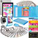 Play Wallet for Boys Toddler, 28Pcs Pretend Play Toys Wallet for Kids, Toddler Purse Accessories Includes Tablet, Toy Keys, Money, Kids Toys Christmas Birthday Gift for Boys Ages 3 4 5 6 7 8 9+