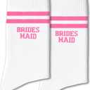Grace Yonks Bride Socks - Pink and White Striped Wedding Socks for Bridal Shower (White)