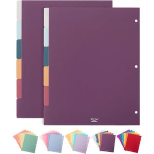 Mr. Pen - 6 Tab Binder Dividers, Pack of 2 Sets (12 Dividers Total), Plastic for 3 Ring Binder (Retro)