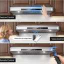 Tieasy 42 Inch Under Cabinet Range Hood, 900 CFM Smart Kitchen Vent Hood with Voice/Gesture/Remote/Touch Control, Dual Motor Stove Hood with 4-Speed, LED Lights, Works with SmartLife, Google & Alexa