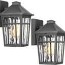 Darkaway Outdoor Wall Lights for House, 2pcs Exterior Lighting Fixtures Wall Mount Porch Lights Waterproof Outdoor Sconce Lights with Water Ripple Glass for Patio Hallway Garage (11inch-2pack, Black)