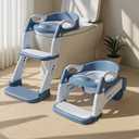 3-in-1 Potty Training Seat & Training Toilet & Potty Chair, Height Adjustable Toddler Toilet Seat for Kids Boys Girls, Foldable Potty Training Toilet with Splash Guard and Anti-Slip Steps Gra
