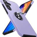 JAME for Samsung Galaxy S25 FE Case, Dual Layer Military Grade Shockproof Cover with Metal Ring Holder Stand Kickstand, Slim Fit Protective Phone Case for Galaxy S25 FE Case 6.7", Purple