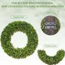 20 Inch Boxwood Wreath, Handmade Green Wreath for Front Door, UV Resistant Outdoor Wreath for All Seasons, Foldable & Durable Farmhouse Wreath for Wall Window Home Indoor Outdoor Decor