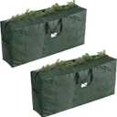 Christmas Tree Storage Bags - Set of 2 Extra-Large Holiday Decoration Totes for Disassembled 9-Foot Artificial Trees and Garlands by Elf Stor (Green)