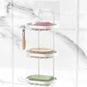 MASADI 3 Tier Soap Dish Holder, Soap Bar Holder with Hooks, Shampoo Bar Caddy for Shower Wall, Razor Holder for Shower, Bar Soap Container 304 Stainless Steel, Bathroom(White)