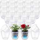 36 pcs Self Watering Pots, 3.5 Inch Plastic Flower Plant Pot with Inner Pot Self Watering Wick Planter White Clear Flower pots for Indoor House Plants Herbs, Flowers, Succulents