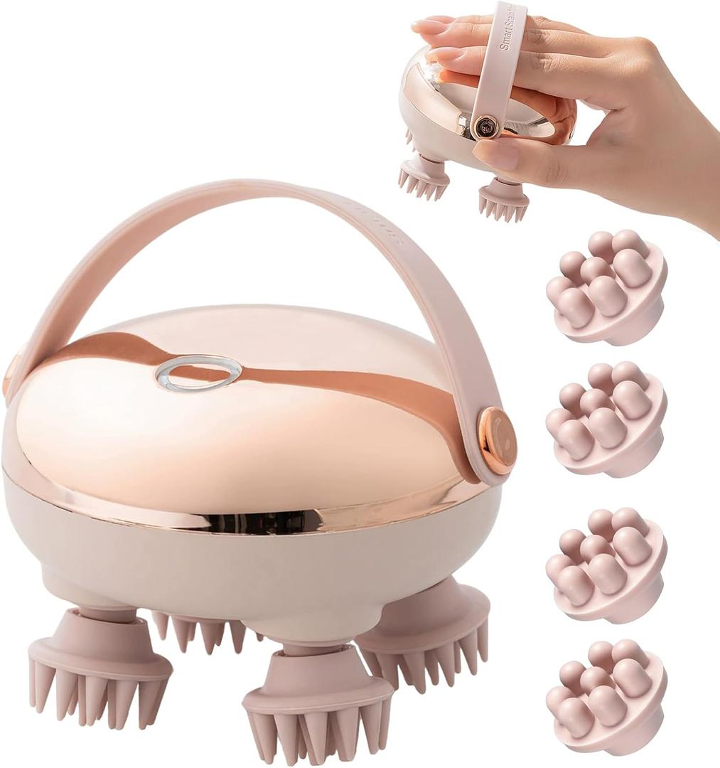 Electric Scalp Massager Red Light-scalp massager with red light therapy have 8 Accessories(4 Original on the Body + 4 extra Bonus),Hair scalp massager dual use for dry&wet hair,3 Modes selection, gift