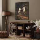 Vintage Halloween Two Cute Ghosts Library Wall Art Ghost Reading Book Canvas Posters Whimsical Goth Dark Academia Horror Prints Decor For Living Room Bedroom8x12inch black framed (style-5)