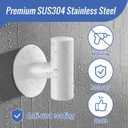 Adhesive Towel Hooks, Chrome SUS 304 Stainless Steel Heavy Duty Waterproof Wall Hooks, Self Adhesive Coat Robe Hooks for Bathrooms Kitchen Wall Mounted (White, 4 Pcs)